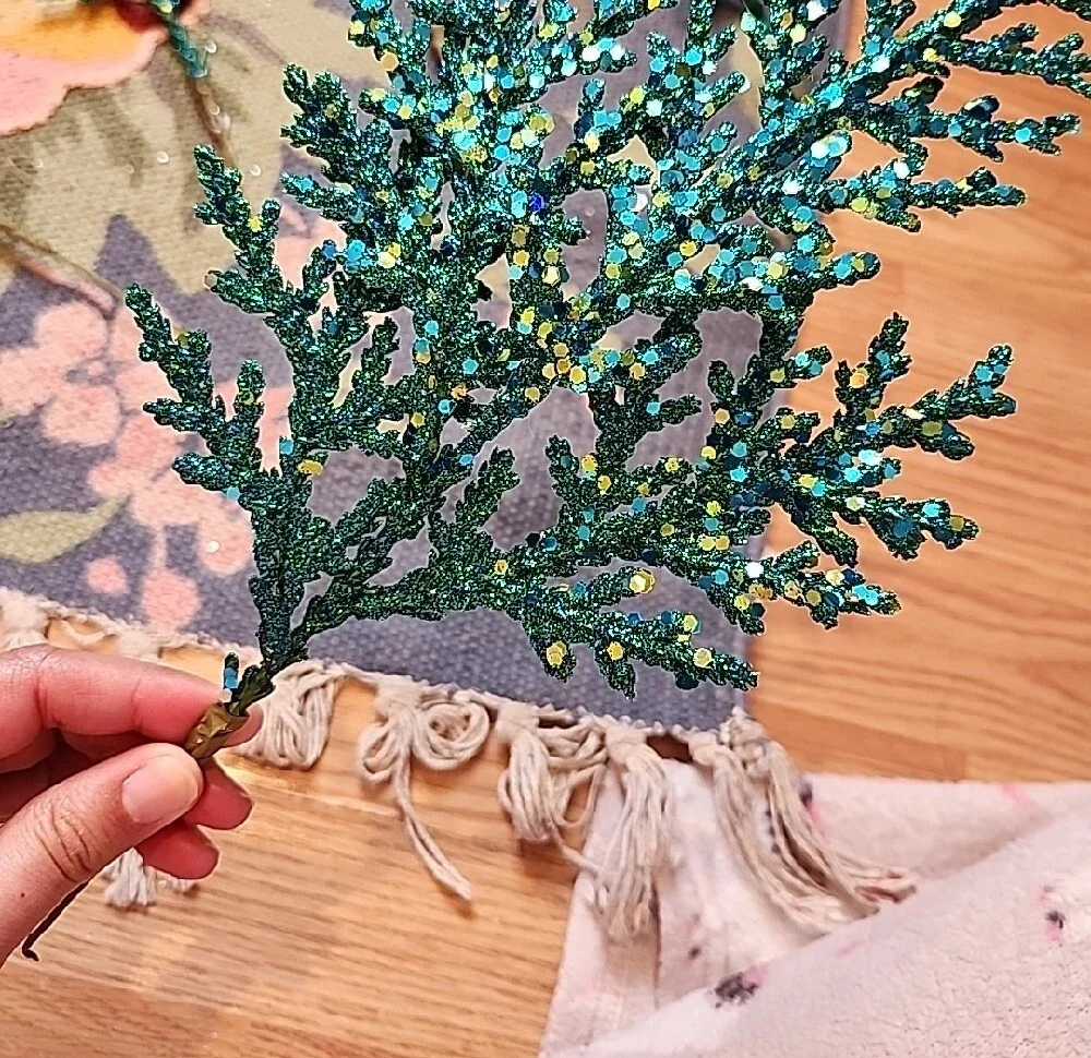 Teal Glitter Sprig Home Accent - Set 5